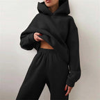 Women's Tracksuit Suit Autumn Fashion Warm Hoodie Sweatshirts Two Pieces Oversized Solid Casual Hoody Pullovers Long Pant Sets - Matrix-studios.com