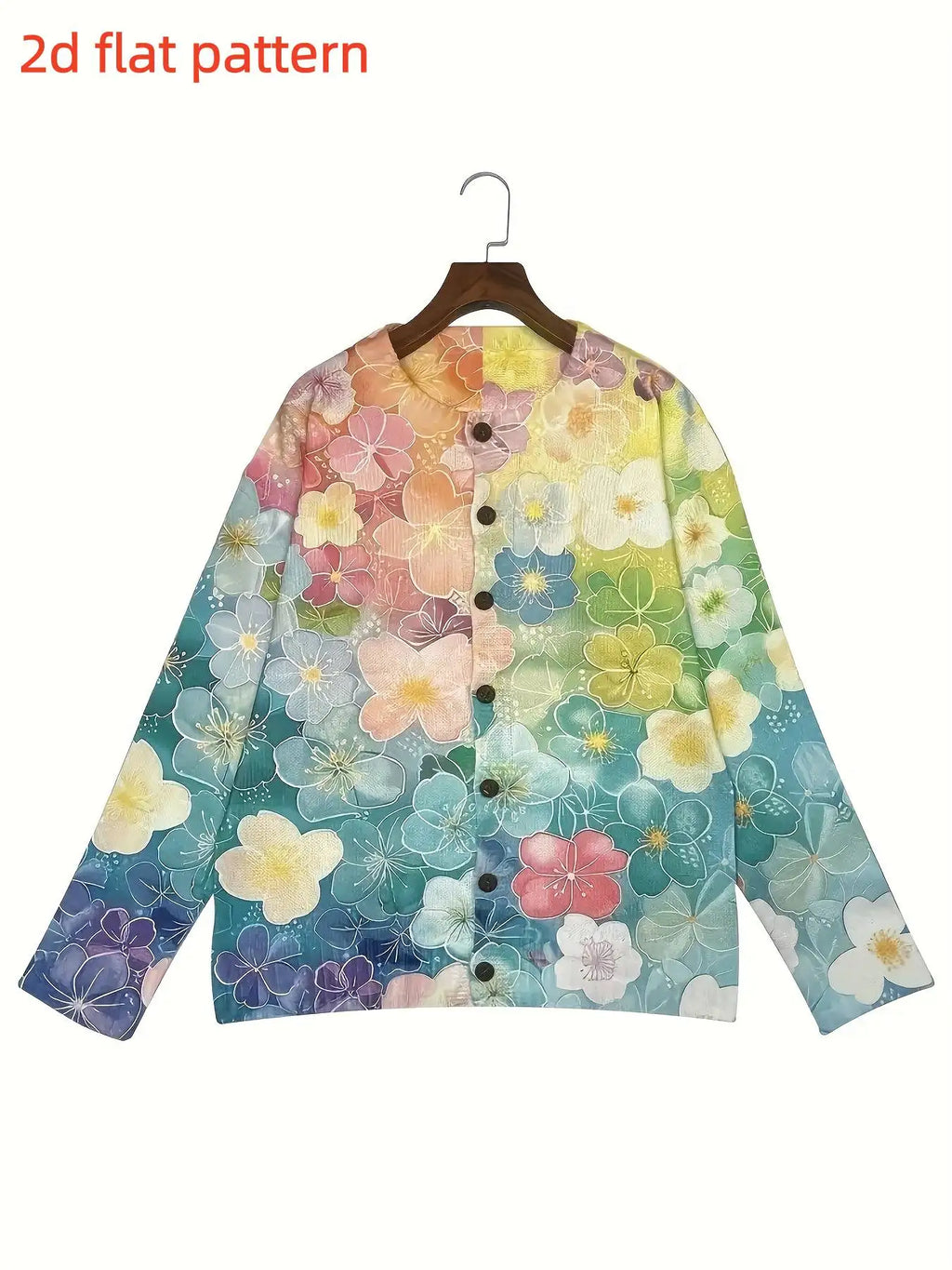 Spring Fashion New Round Neck Cardigan Women's Top with Floral Pattern Digital Print Trendy Women's Thin Sweater Jacket - Matrix Studios