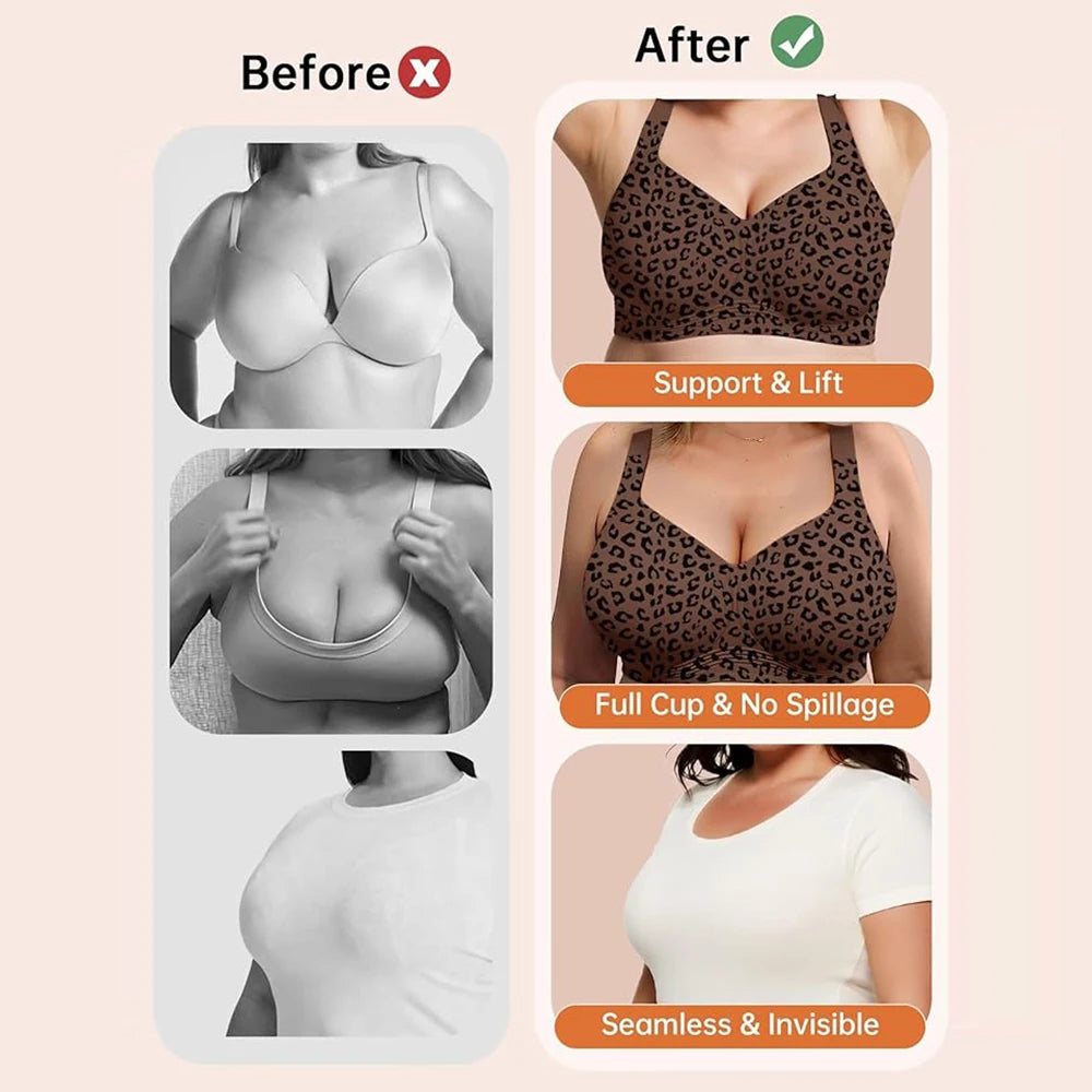 Leopard Jelly Bras No Underwire Push Up Wireless Bra Seamless Lift Bras Full Coverage Bralette Everyday Brassiere Plus Size - Matrix Studios