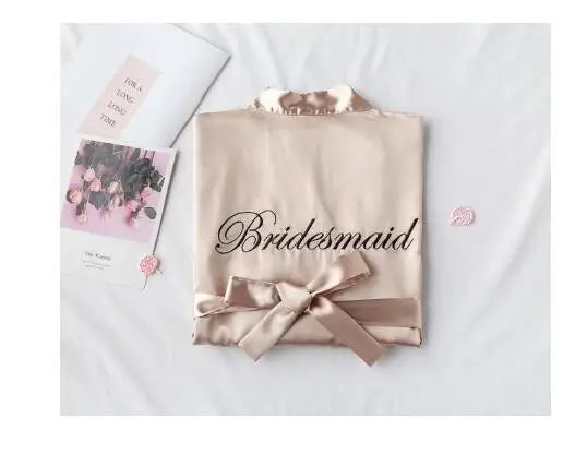 Wedding Bride Bridesmaid Robe Dressing Gown Sexy Women Bathrobe Nightgown Short Sleepwear Casual Flower Kimono Geisha M L XL - Matrix-studios.com