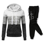 Women Tracksuit Printing Hooded Sweatshirt Sweatpant Color Block Versatile Casual Jogging Pullovers Sport Trousers Outfits S-3XL - Matrix-studios.com