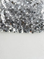 Willshela Women Fashion With Sequined Solid Side Zipper Mini Skirt Vintage High Waist Female Chic Lady Skirts - Matrix-studios.com