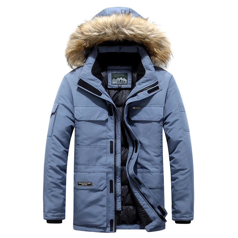 Winter Men Fur Hooded Parkas Man Snow Mountain Ski Thermal Coats Men -30 Degree Thicken Warm Down Padded Jackets Clothing - Matrix Studios