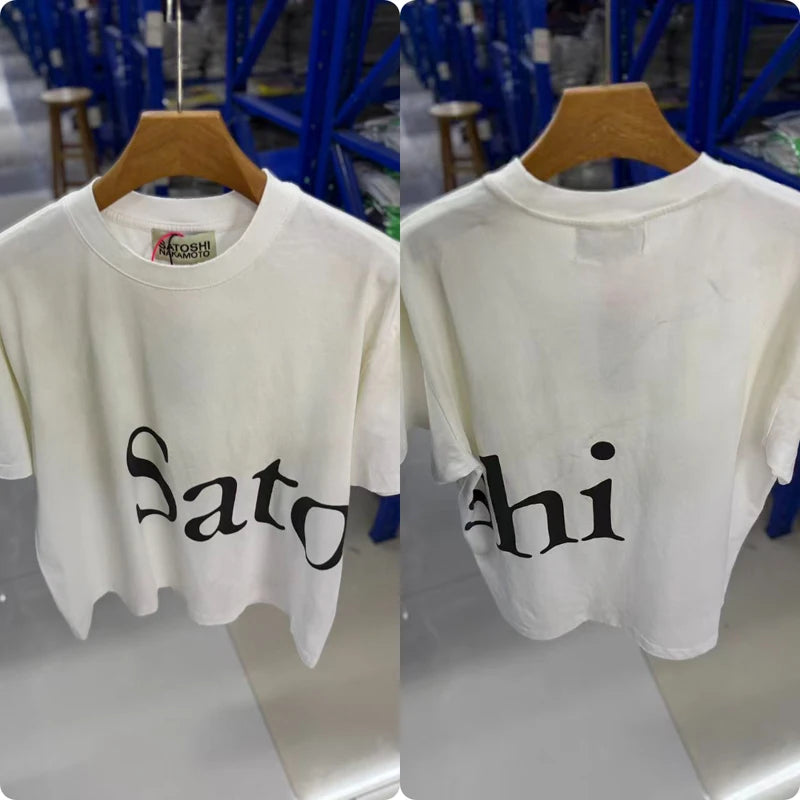 American Style Street Fashion Brand Satoshi Nakamoto Tops New Summer Men's Women's Glittering Rhinestones Short Sleeved - Matrix-studios.com