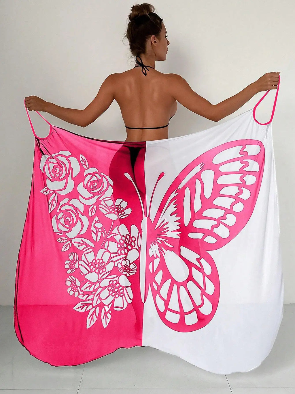 Sexy Butterfly Print Cover Up 2027 Women Black Patchwork Mesh Dress Tunic Bikini Lady Elegant Bath Sarong Wrap Skirt Beachwear - Matrix Studios