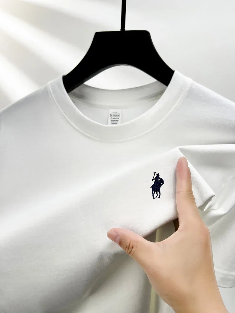 100% pure cotton short sleeve round neck men's T-shirt hot selling luxury brand summer exquisite pony embroidery breathable top - Matrix Studios