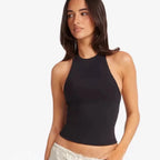 C-B Women Halter Open Back Yoga Tank Top Fold Over Waist Biker Shorts Workout Set for Gym Pilates Training - Matrix-studios.com