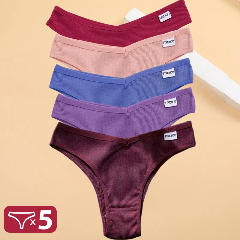 5PCS/Set Cotton Lingerie Panties Sexy Underwear Women Briefs Tangas Female Underpants Pantys Thong Panties Bikini Solid 13 Color - Matrix Studios
