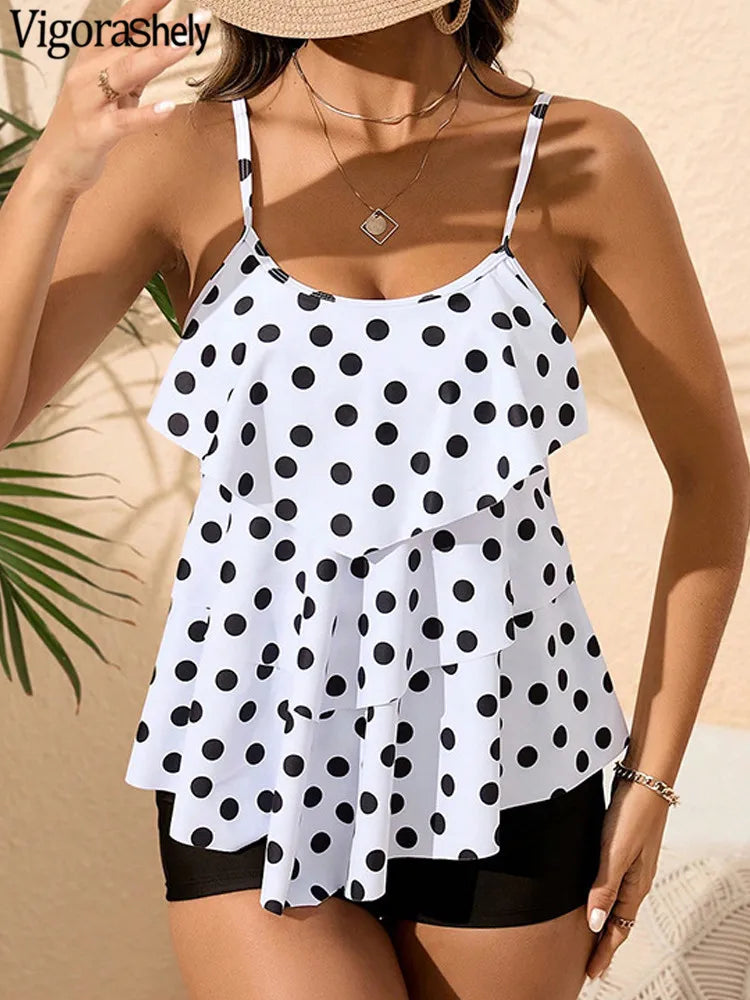 Vigorashely Sexy 2026 Print Ruffle Tankini Set Women Strapped Push Up Swimsuit Beach Summer Swimwear Brazilian Lady Bathing Suit - Matrix-studios.com