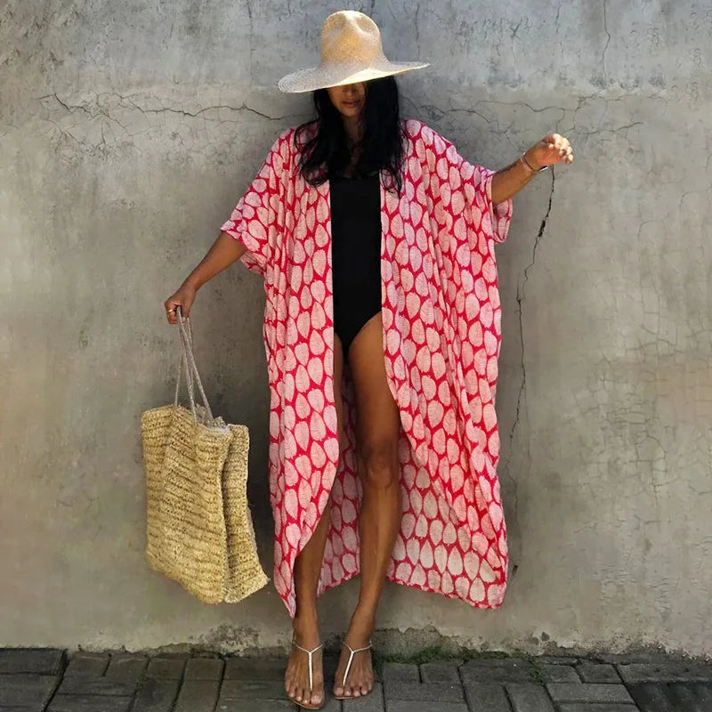 Beach Dress Tunic Cover up Embroidery Kaftan Saida de Praia Women Bikini Cover-up Pareo Sarong Beachwear - Matrix Studios