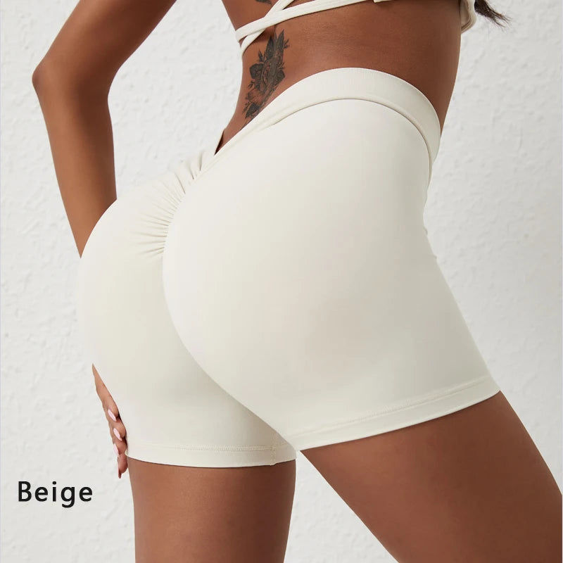 DIAS FIT JOY V-Back Shorts High Waisted Hip Lifting Yoga Shorts Women's Nylon Tight Fitting Shorts Training Sports Fitness Pants - Matrix Studios