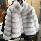 QUEENTINA Winter New Women's Cold Real Fox Fur Coat With Collar Especially Overcoat Leather Female Natural Plus Size 2023 Luxury - Matrix Studios