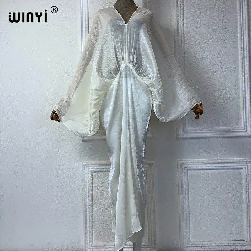 WINYI Summer Pearlescent Sexy Elegant Perspective Dress Holiday Maxi Beach Dress Female Vestidos Party Evening Dress - Matrix Studios