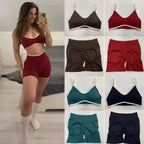 Fitness Suit, Women's Suspender, Contrasting Color Bra, Sports Shock-absorbing Speed Drying Pants, Breathable Yoga Suit - Matrix-studios.com