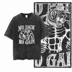 YG BODY BUILDING Printed Cotton Acid Washed Graphic Unisex T Shirt Cool CROSSFIT Streetwear Men Tshirts Big Size Tee for Men - Matrix Studios
