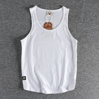 Summer New American Sleeveless O-neck Solid Color T-shirt Men's Fashion 100% Cotton Washed Casual Sports Fitness Basketball Vest - Matrix Studios