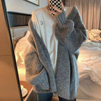 Korean Balloon Sleeve Knit Cardigan Women Korean Solid Color Loose Sweater Coat Woman Lazy Wind Soft Warm Cardigans Ladies - Matrix Studios