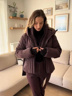 Women's Chic White Hooded Ski Jumpsuit with Waist Belt Warm Snowproof One-Piece Snow Wear Winter Sports Fashion Lady Snowsuit - Matrix Studios