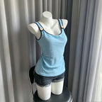 2000s American Vintage Sexy Leopard Camis Y2k Harajuku Slim Lace Patchwork Tanks Summer Streetwear Beach Party Sleeveless Tops - Matrix-studios.com