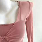 Fashion Elegant Women Sexy See Through Solid Cardigans Long Sleeve Mesh Vintage Lace Up Crop Tops Streetwear Short Cardigans - Matrix Studios