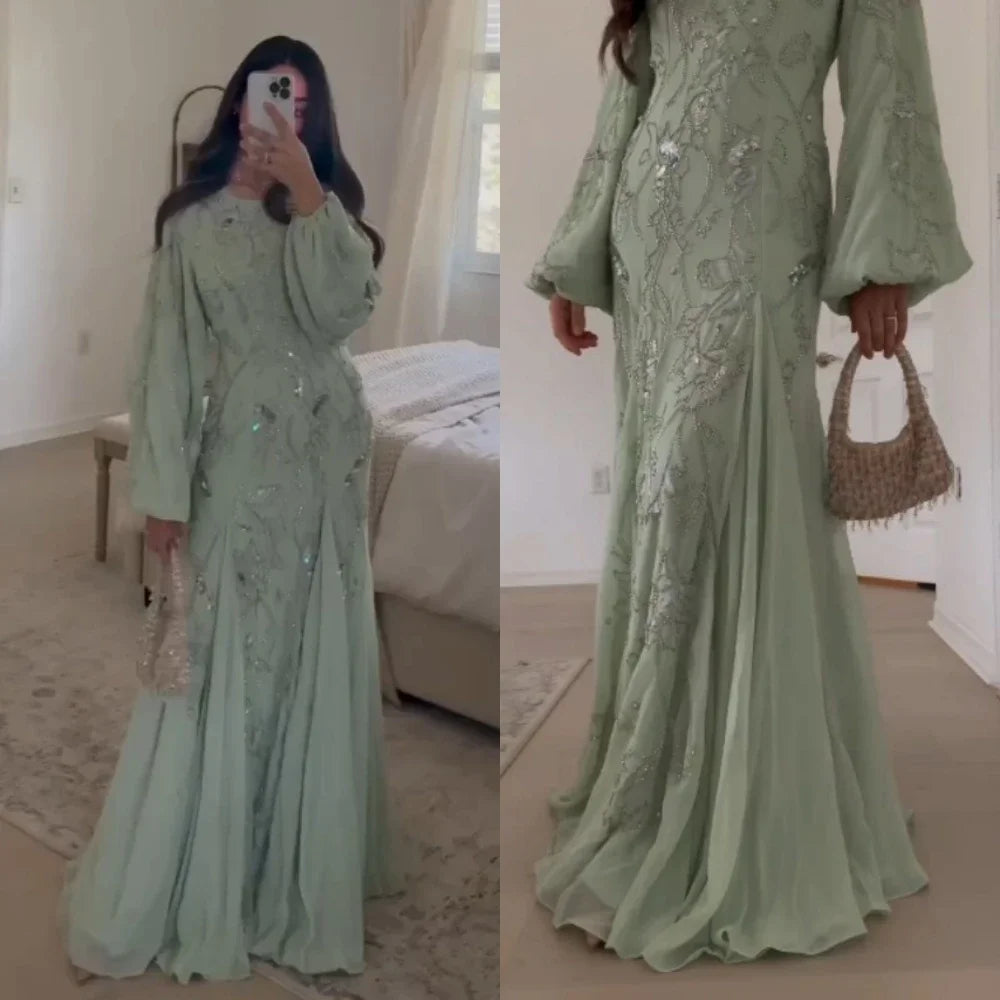 Customized Exquisite Intricate Jewel A-line Floor Length Evening Dress Formal Ocassion Gown Chiffon Prom Dress Luxury Classic Fo - Matrix-studios.com