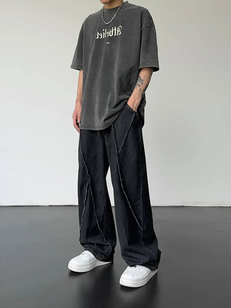 2026 Men HipHop Distressed Jeans Pants Men Ripped Patchwork Denim Pants Male Oversized Loose Casual Streetwear Wide Leg Trousers - Matrix Studios