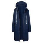 2024 Women's Autumn Winter ThickenHoodies Parkas Loose Hooded Jackets Zipper Pocket Maxi Size Sweatshirt Sports Dresses Outwear - Matrix Studios