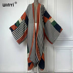 WINYI Africa Summer Fashion Kimono Maxi Dress Beach Cover Up Women Cardigan Boho Sexy Coat Geometric Print Kaftan Beach Outfits - Matrix Studios