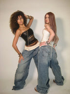 Y2K Hip-hop Stitching Fashion Joker Retro Jeans Female Korean Casual Simple Dress Essential Wide-leg Pants Loose  Joker Overalls - Matrix-studios.com