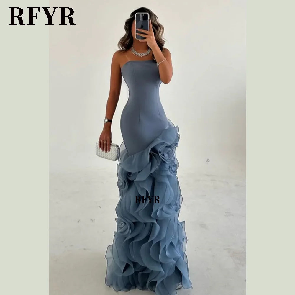 RFYR Asymmetrical Prom Gown Tiered Layers Party Dress for Women Mermaid Evening Dresses Formal Occasion Dresses Customized - Matrix Studios