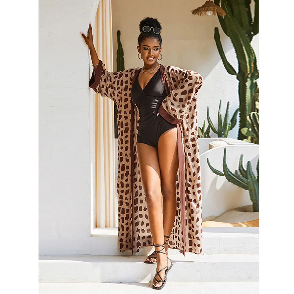 2026 Women Swimsuit Beach Cover Up Dress Sleeve Kaftan Beach Tunic Long Pareos Bikinis Cover Ups Summer Robe Plage Beachwear - Matrix Studios