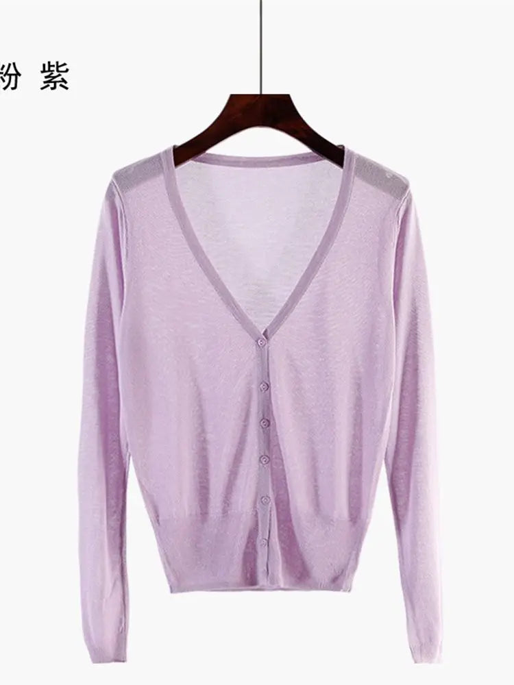 Korean Fashion Summer Autumn M-6XL Women V-Neck Knitted Casual Loose Full Sleeve Sweaters Cardigans Lady Knitting Outwear ZY6870 - Matrix Studios