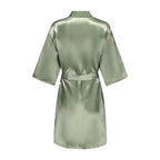 Women's Satin Robe Silk Kimono Bathrobe Pure Short Sexy Sleepwear Bridesmaid Bride Party Robes Grass Green