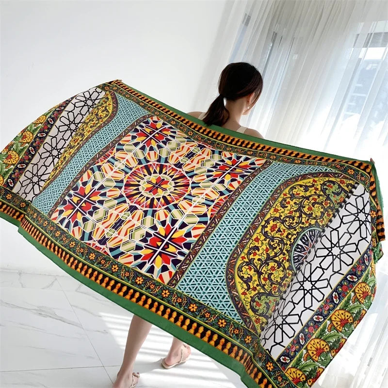 90x185cm  Printing Process Twill Summer Suncare Beach Dress Bikini Sarong Wrap Scarf Women Brazilian Swimsuit Bathing Cover-ups - Matrix Studios