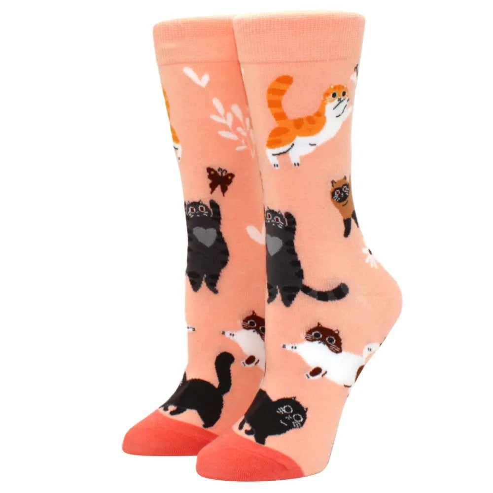 Novelty Woman Socks Harajuku Cotton Funny Happy Cartoon Cat Dog Pattern Unisex Socks Men Novelty Kawaii Socks - Matrix Studios