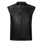 Men's Leather Vest Elastic Fashion PU Leather T-Shirts Biker's Tank Tops Streetwear - Matrix Studios