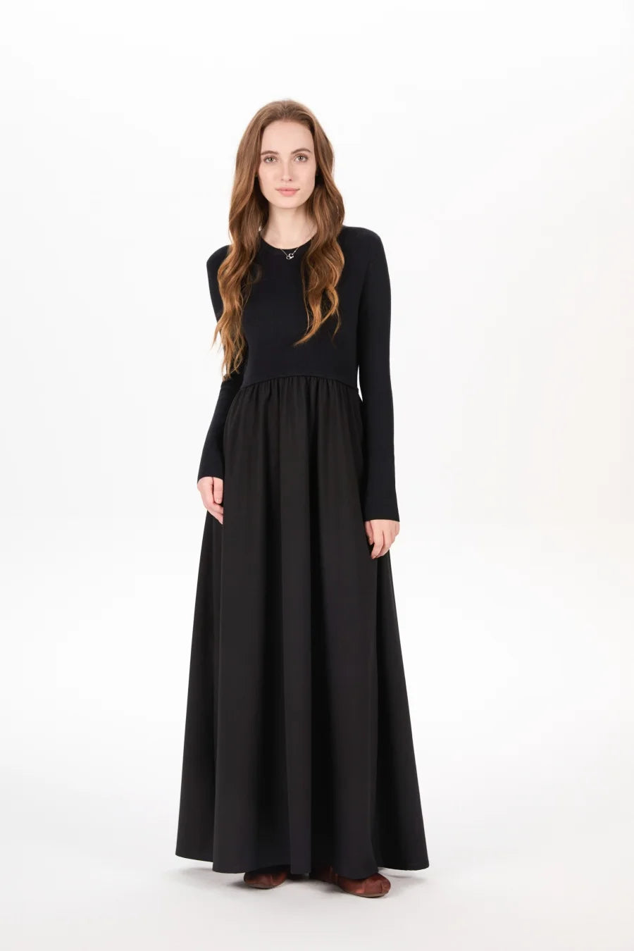AS AW25 stripe knitting cardigan + sleeveless patch dress maxi matching set for woman clothing - Matrix-studios.com