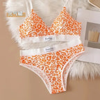 Summer New Women's Leopard Print Traceless and Steel Rim Bra Adjustable Shoulder Strap Back Women's Underwear Set - Matrix-studios.com