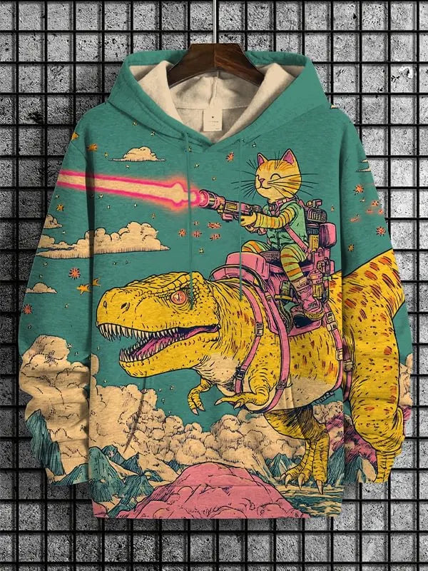 2026 Men's Hoodies Funny Cat Dinosaur UFO Art 3D Printed Cartoon Sweatshirt Men Women Tracksuit Oversized Casual Street Y2k Coat - Matrix Studios