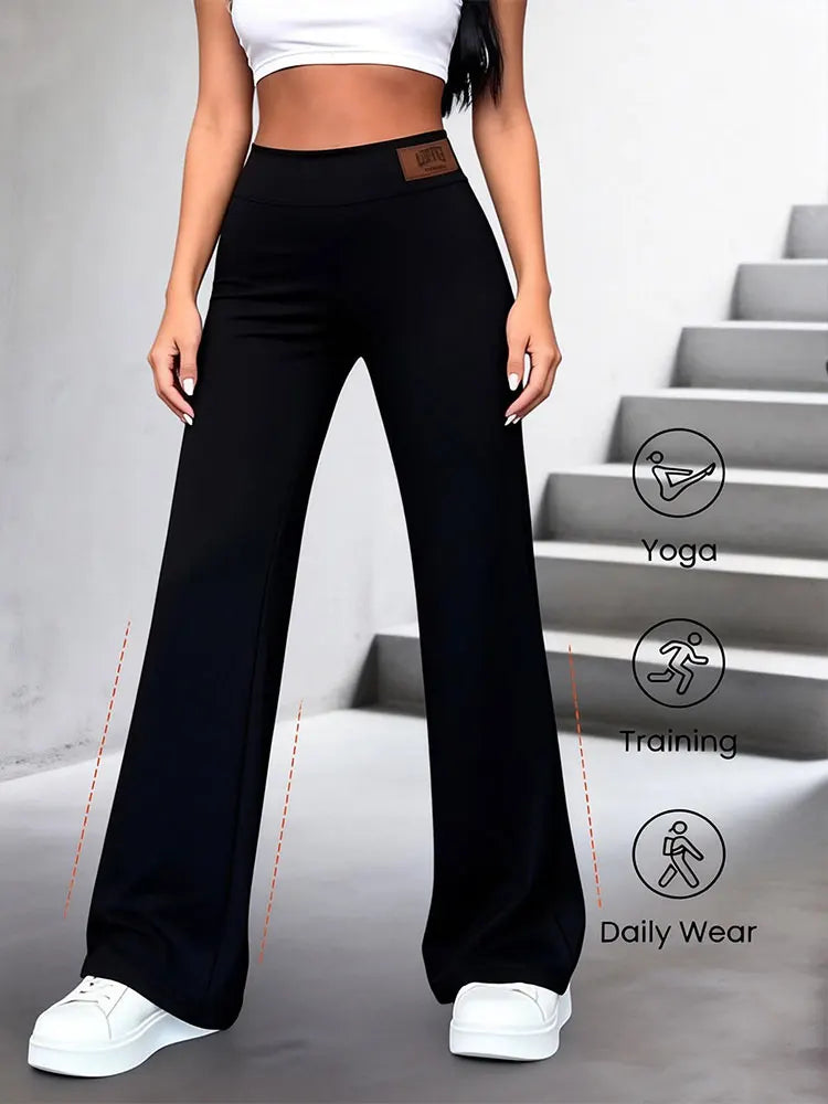 Womens High Waisted Straight Leg Pants Stretchy Black Solid Commuting Trousers Color Elegant And Essential For Office Wear Jeans - Matrix-studios.com