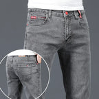 2024 New Men's Cotton Business Casual Skinny Jeans Trendy Fashionable Stretch Straight Slim Denim Trousers Male Blue Grey - Matrix Studios