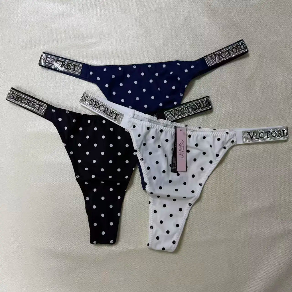 VS Underwear Thong Hipster Seamless Women Polka Dot Lace Bikini Cheeky Panties Set Victoria Secret Breathable Cotton Hipster - Matrix-studios.com