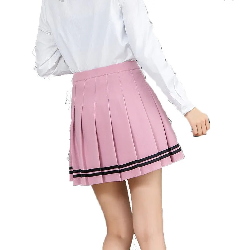 Preppy Girl Pleated Skirts Elastic Waist Summer Vintage Mini Skirts Korean Streetwear Spring Student Strips Designed Dance Skirt - Matrix-studios.com