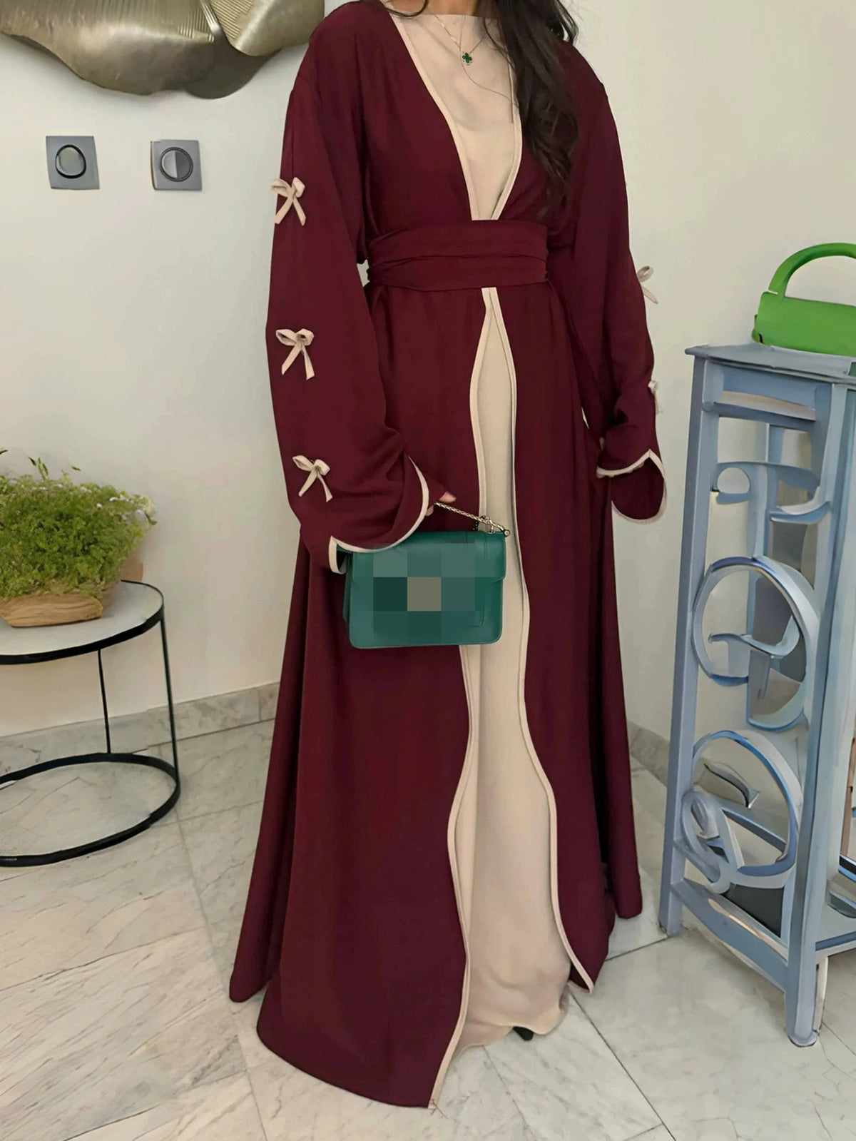 Muslim Abaya Women Dress Dubai Women Dress Bow Caftan Lace-up Floral Dresses Islamic Pakistan Moroccan Kaftan 2026 Robe - Matrix-studios.com