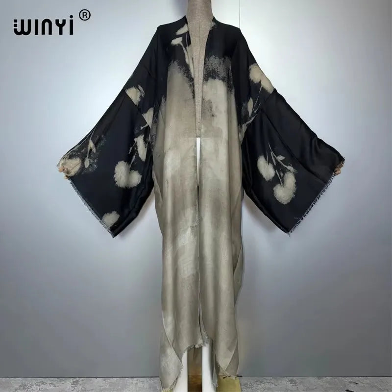 WINYI Fashion Kimono Print Coat Long Sleeve Cardigan Abaya Muslim Woman Cover Up Boho Dress Kaftan Abaya Dubai Luxury Caftan - Matrix-studios.com