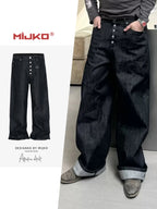 MIJKO High Street Cleanfit Drak Blue Jeans for Men and Women Straight Vintage Casual Denim Trousers ZJ089 - Matrix Studios