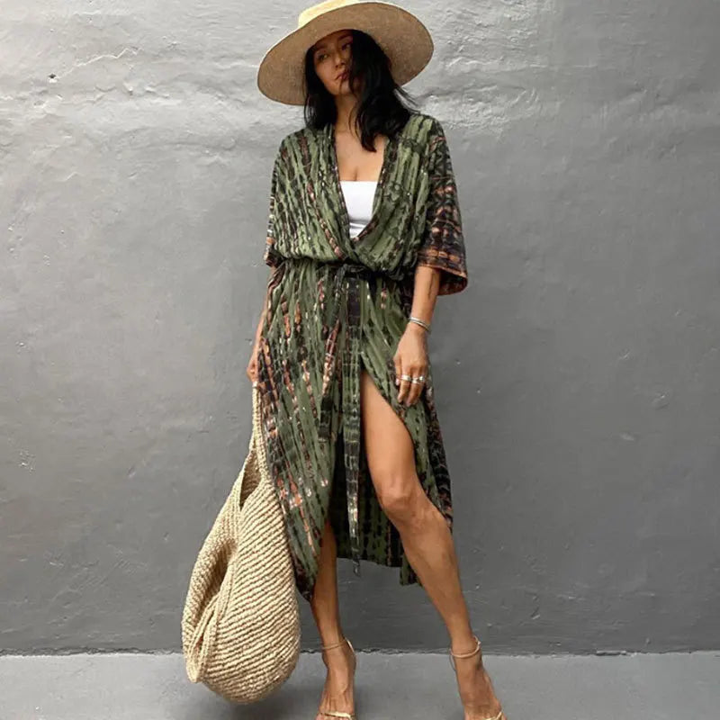 Beach Dress Tunic Cover up Embroidery Kaftan Saida de Praia Women Bikini Cover-up Pareo Sarong Beachwear - Matrix Studios