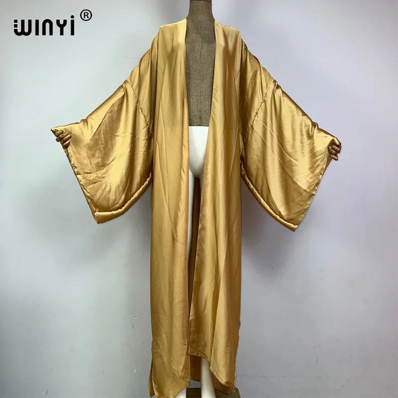 WINYI Kimono Boho Monocolour Kaftans Beach Wear Elegant Купальник Holiday Beach Outfits for Women Cover Ups Comfortable Dress - Matrix Studios