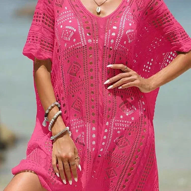 Women's Swimwear Crochet Lace Beach Cover Up Bikini Swimsuits Knitted Cover Up Dress Womens Swimsuit V Neck Side Split Beachwear - Matrix Studios