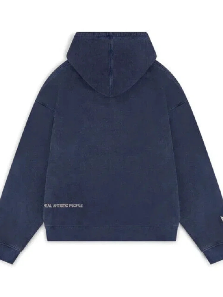 Vintage Men Monogrammed Applique Print Style Y2k Slouchy Loose New Fashion Couple Hoodie Tracksuit Streetwear Street in Winter - Matrix Studios